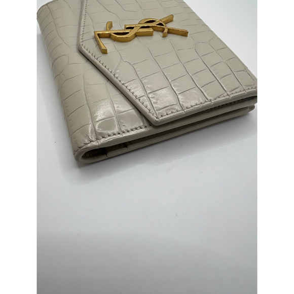 Excellent Condition Saint Laurent Wallet Beige Croc-Embossed Leather - Picture 8 of 9